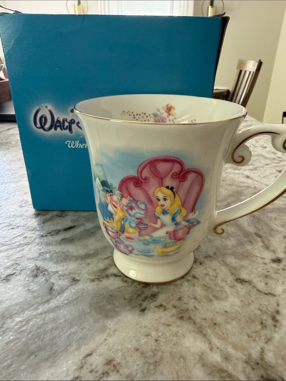 Disney Alice in Wonderland Porcelain Mug - White, Pink, Gold